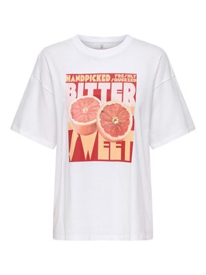 ONLMILA S/S PRINT BOX JRS Bright White-Mila bittersweet