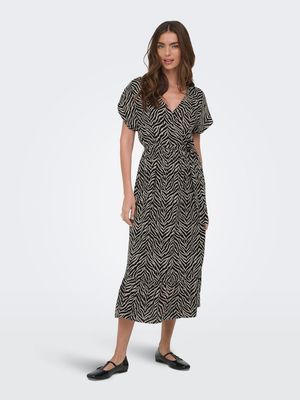 ONLZILLA ADELE SS LONG DRESS NOOS WVN  Black/KATTY ANIMAL