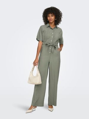 ONLARIS LIFE SS JUMPSUIT WVN CC Smokey Olive
