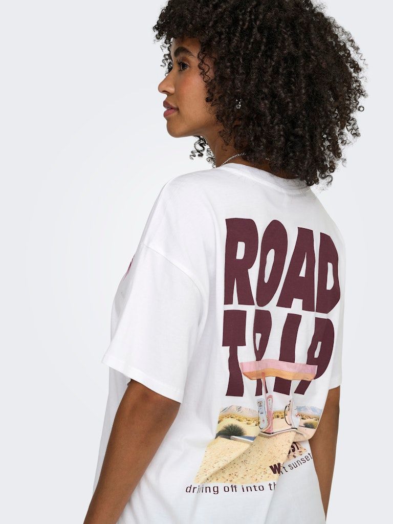 ONLMILA S/S PRINT BOX JRS Bright White-MILA roadtrip