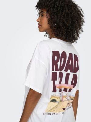 ONLMILA S/S PRINT BOX JRS Bright White-MILA roadtrip