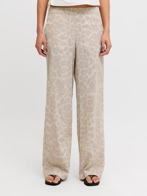 JXSKY BREEZY WIDE MW PANTS PNT LN Silver Cloud/Leopard