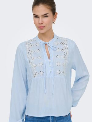 ONLLENNYO LS EMBROID V-NECK TOP NOOS WVN Kentucky Blue/BRIGHT