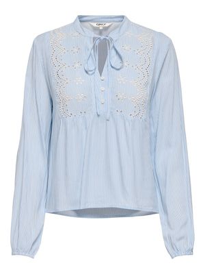 ONLLENNYO LS EMBROID V-NECK TOP NOOS WVN Kentucky Blue/BRIGHT