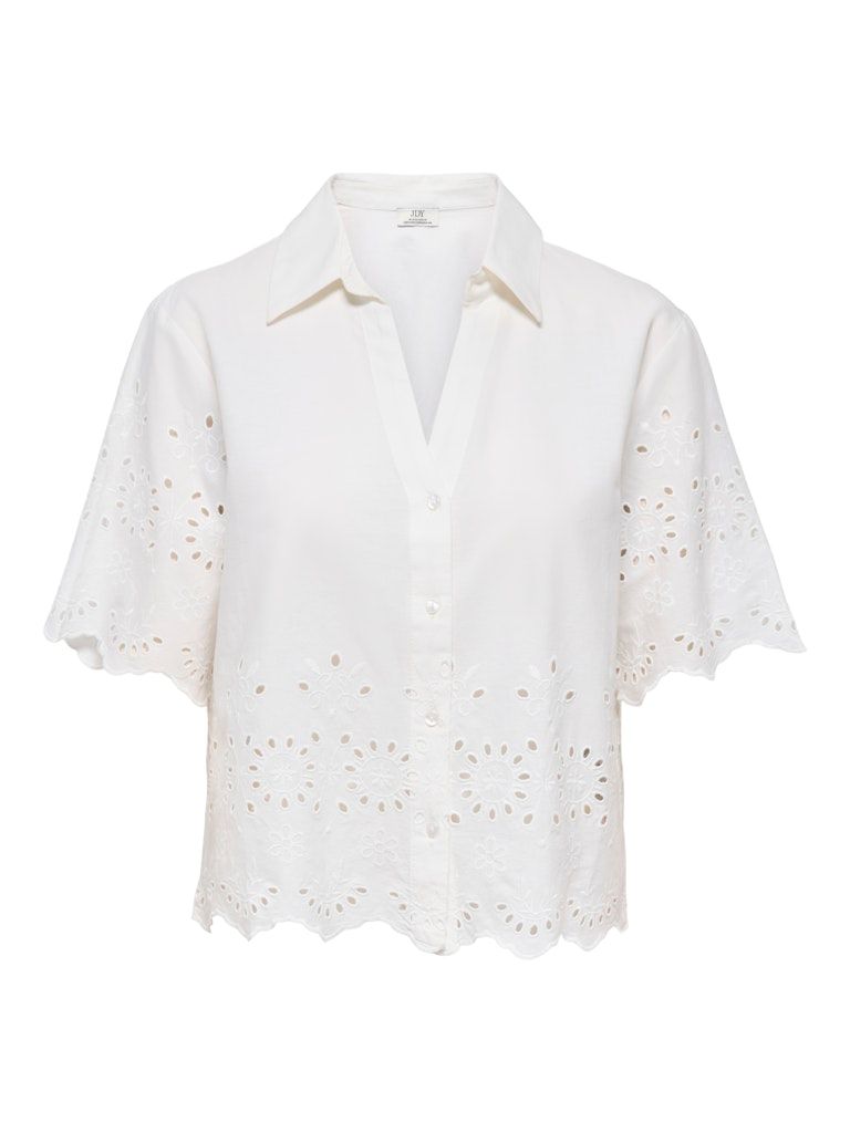 JDYMARINA 2/4 EMBROIDERY SHIRT WVN Cloud Dancer-BRIGHT WHITE EMBR