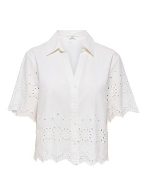 JDYMARINA 2/4 EMBROIDERY SHIRT WVN Cloud Dancer-BRIGHT WHITE EMBR