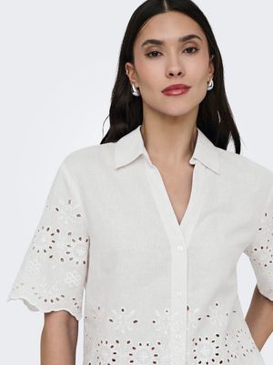 JDYMARINA 2/4 EMBROIDERY SHIRT WVN Cloud Dancer-BRIGHT WHITE EMBR