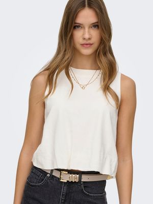 ONLGOA S/L BALLON LINEN BL TOP CC PNT Cloud Dancer