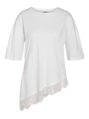 NMEASY LACE DETAIL S/S T-SHIRT /TNT Bright White-Bright White Lace