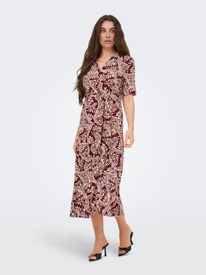 JDYSTARSEZEN LIFE 2/4 MIDIDRESS WVN NOOS Windsor Wine/TAPIOCA