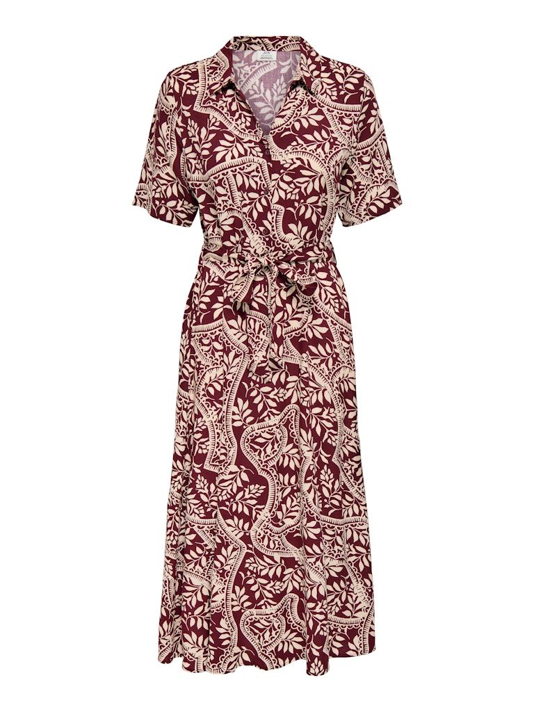 JDYSTARSEZEN LIFE 2/4 MIDIDRESS WVN NOOS Windsor Wine/TAPIOCA