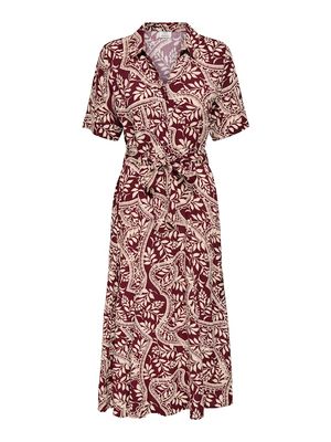 JDYSTARSEZEN LIFE 2/4 MIDIDRESS WVN NOOS Windsor Wine/TAPIOCA