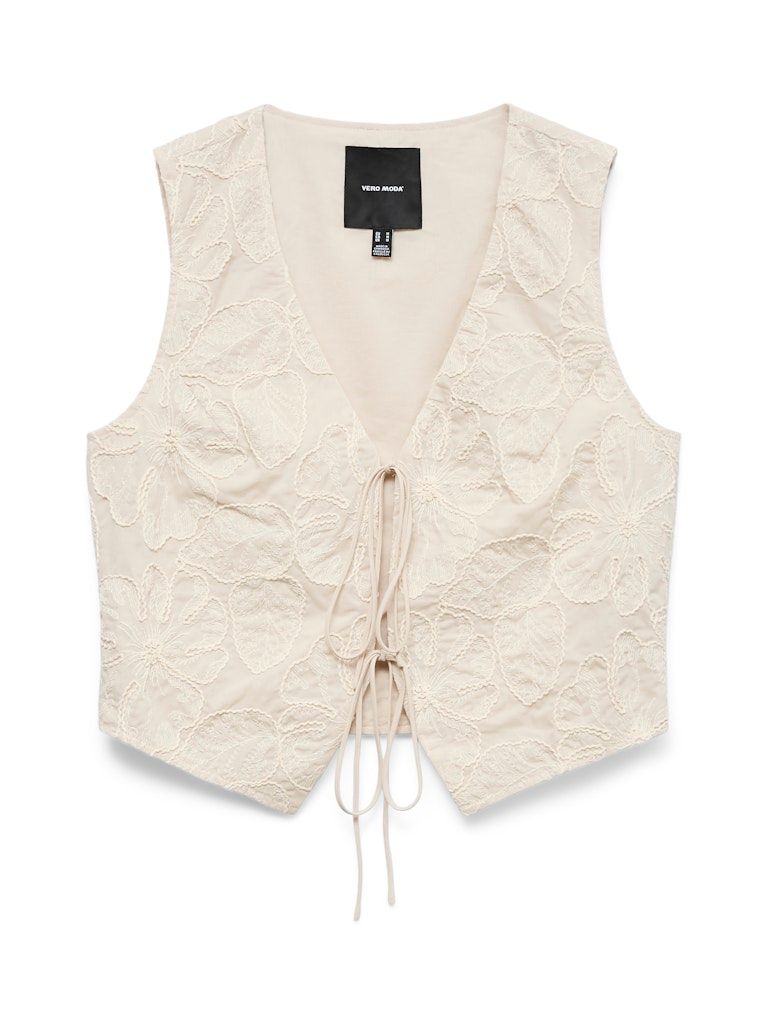 VMMILLIA SL EMBROIDERY WAISTCOAT Oatmeal-OATMEAL EMBROIDERY