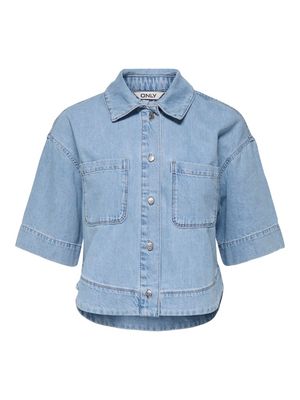 ONLCLEO LIFE SS CROP DNM SHIRT PIM NOOS Light Blue Denim