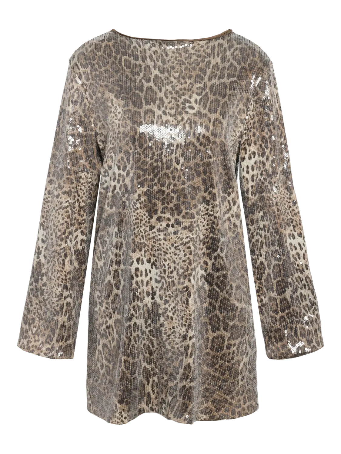 NMJESSY L/S MINI SEQUIN DRESS JRS Silver Mink/LEO SEQU