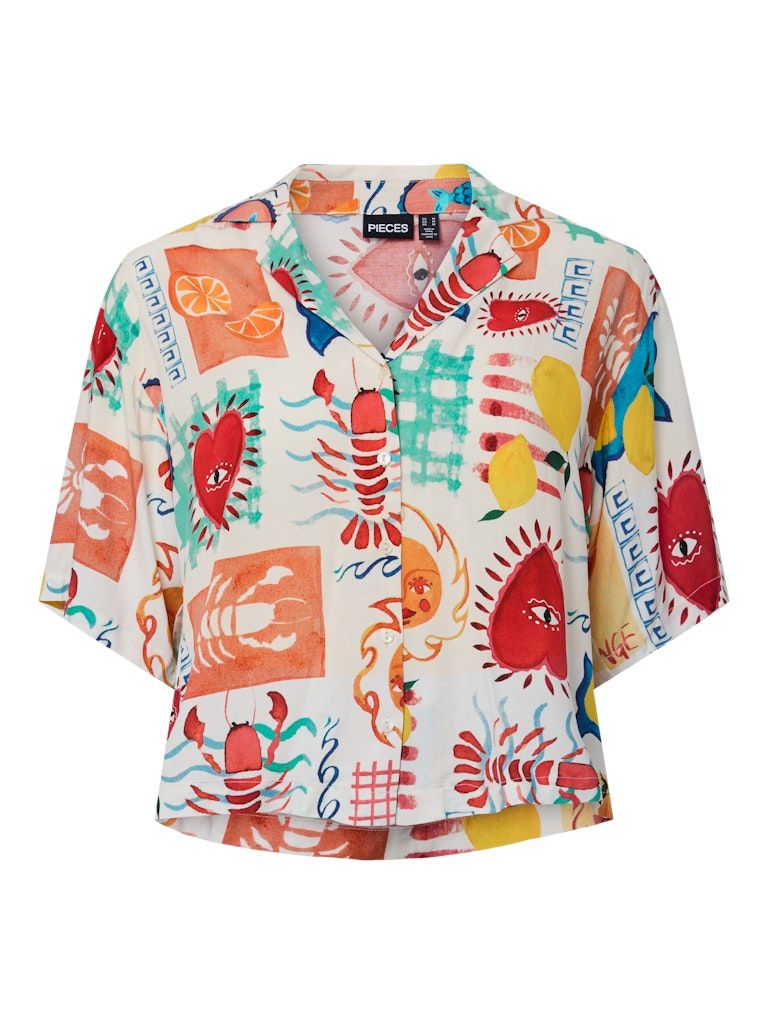 PCKLARISA SHIRT WVN BC Eggnog/HEART &amp; LOBST