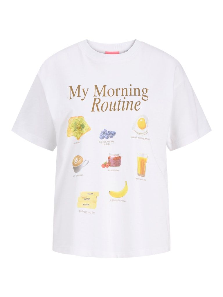 JXCOLLAGE RLX SS PRINT TEE JRS Bright White-MORNING ROUTINE