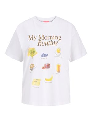 JXCOLLAGE RLX SS PRINT TEE JRS Bright White-MORNING ROUTINE