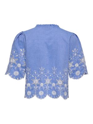 ONLMIFFY S/S EMB TIE TOP NOOS WVN Medium Blue Denim