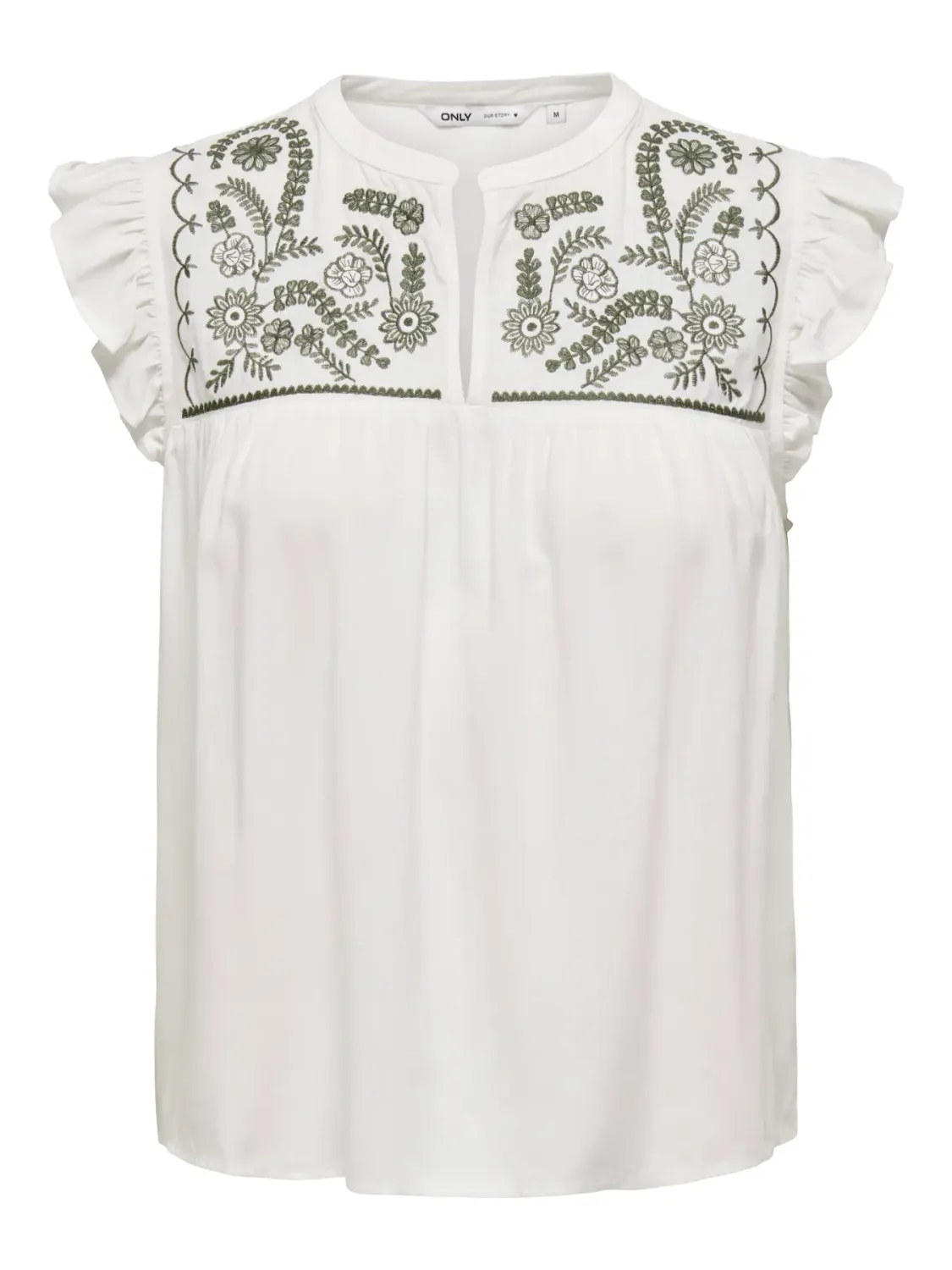 ONLVESTINE S/S TOP WVN NOOS Cloud Dancer-KALAMATA EMB