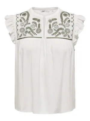 ONLVESTINE S/S TOP WVN NOOS Cloud Dancer-KALAMATA EMB