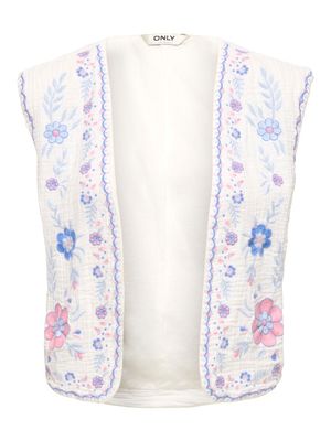 ONLTHYRA SL EMB VEST WVN CS Cloud Dancer/BLUE EM