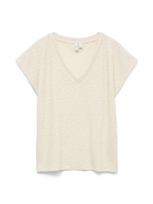 VMKIMMIE S/S LX V-NECK TOP JRS BTQ Birch-GOLD LUREX FRONT