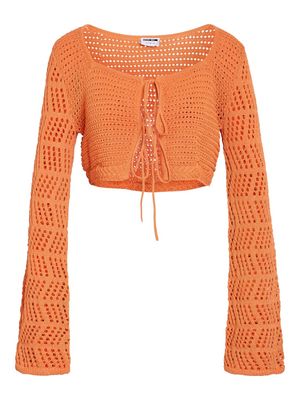 NMGIANNA L/S CROP KNIT CARDIGAN FWD Tangerine