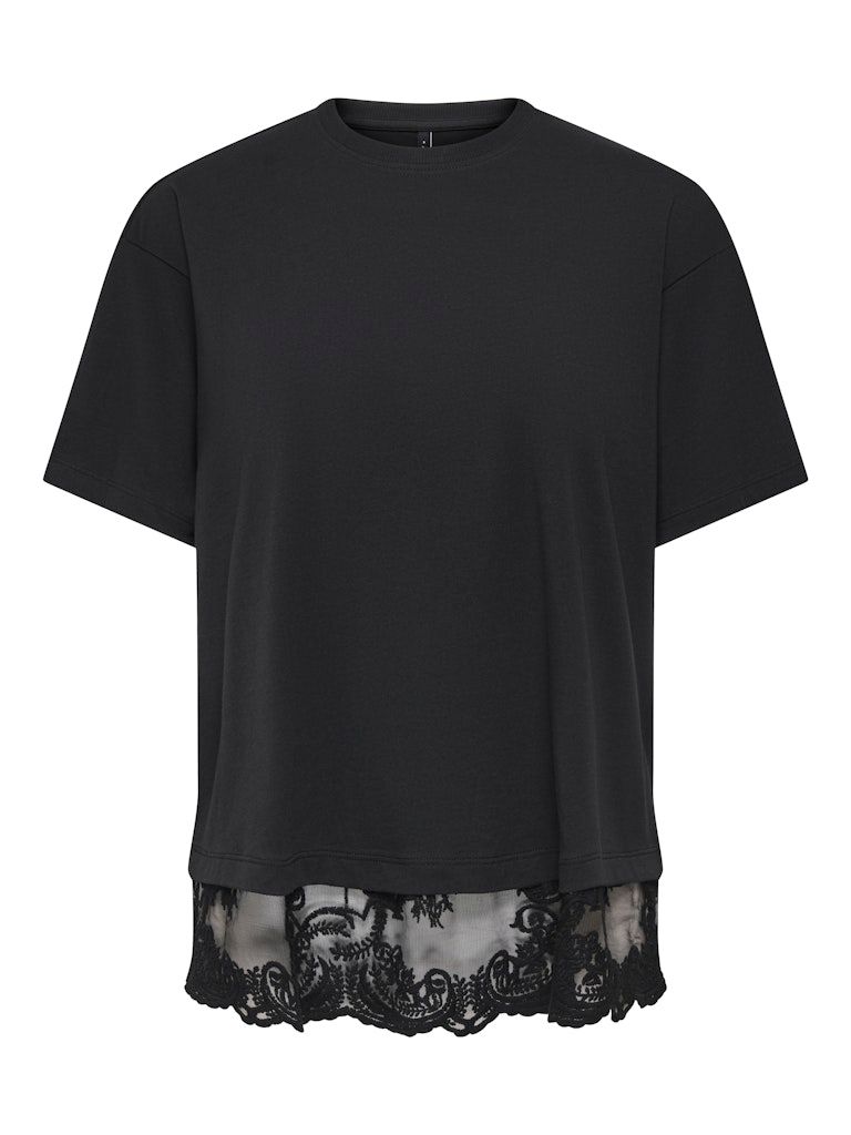 ONLVIVVI S/S LACE BOTTOM TOP JRS Black-Black lace