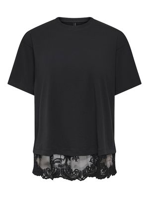 ONLVIVVI S/S LACE BOTTOM TOP JRS Black-Black lace