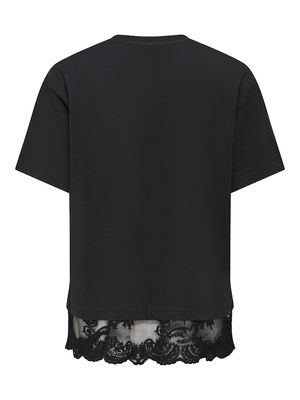 ONLVIVVI S/S LACE BOTTOM TOP JRS Black-Black lace