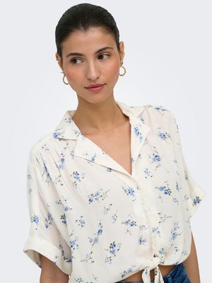 ONLPAULA LIFE S/S TIE SHIRT WVN NOOS Cloud Dancer/NIRA FL