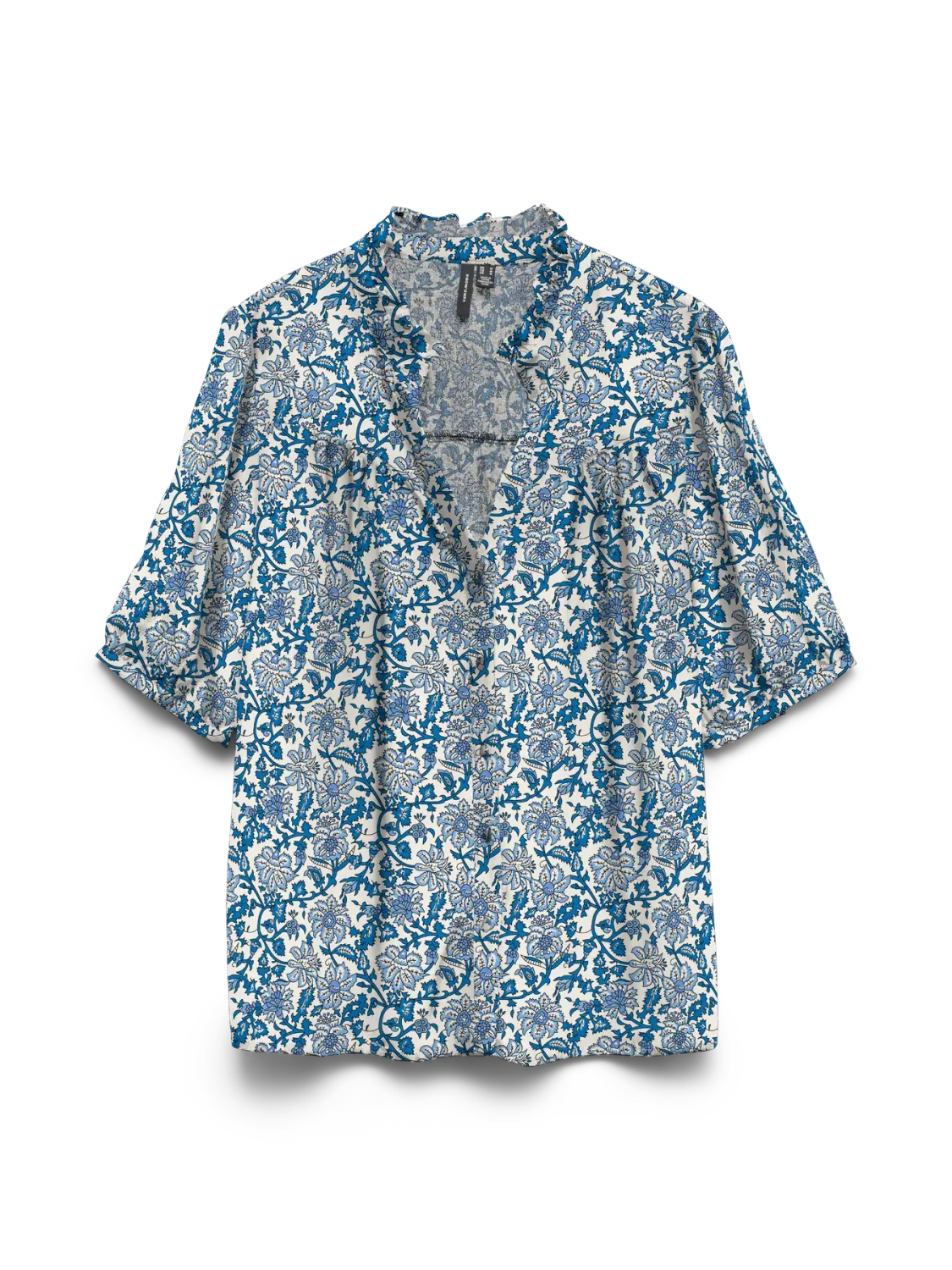 VMEASY JOY 2/4 V-NECK FRILL TOP WVN Birch/Dani