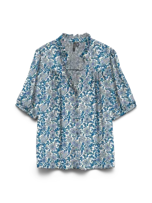 VMEASY JOY 2/4 V-NECK FRILL TOP WVN Birch/Dani