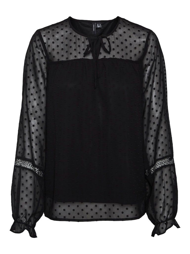 VMLEAH LS LACE TOP WVN GA NOOS Black