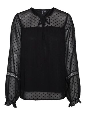 VMLEAH LS LACE TOP WVN GA NOOS Black