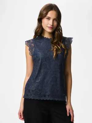 PCOLLINE SL LACE TOP WVN NOOS Ombre Blue