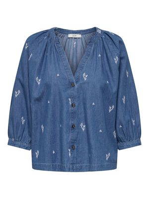 JDYKAI 3/4 SHIRT WVN DIA Light Blue Denim-CLOUD DANCER