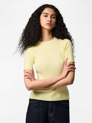 PCMIRA SS O-NECK KNIT NOOS BC French Vanilla/BIRCH
