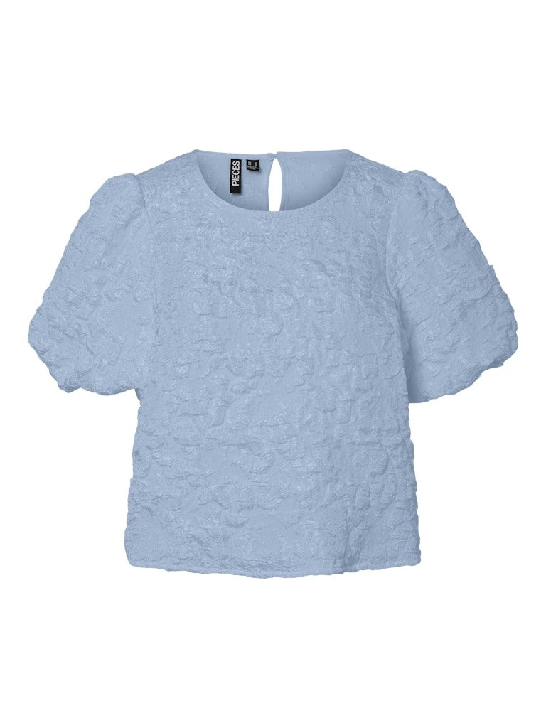 PCGRETCHEN SS O-NECK TOP WVN D2D PP Cashmere Blue