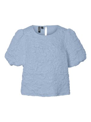PCGRETCHEN SS O-NECK TOP WVN D2D PP Cashmere Blue