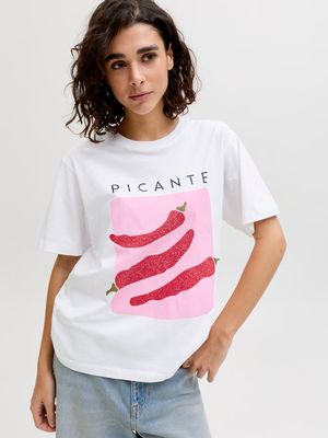 JXSENNA LOOSE SS TEE TG JRS Bright White-PICANTE