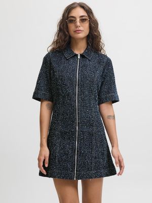JXALORA SS DRESS R372 DNM LN Dark Blue Denim