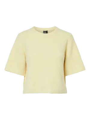 PCSILLY SS O-NECK KNIT NOOS BC Pale Banana/MELANGE