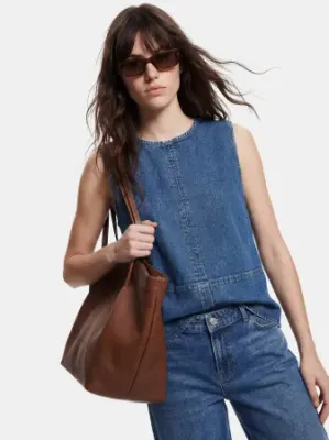 PCSILKE SL DENIM TOP NOOS BC Medium Blue Denim