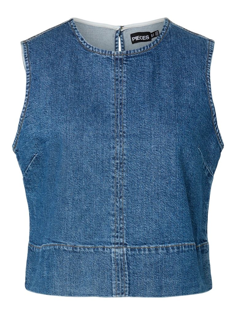 PCSILKE SL DENIM TOP NOOS BC Medium Blue Denim