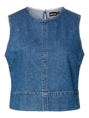 PCSILKE SL DENIM TOP NOOS BC Medium Blue Denim