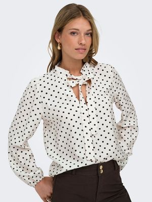 ONLMAIZEE LS FRILL SHIRT WVN EX Cloud Dancer-SMALL BLACK DOT