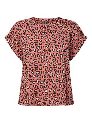 PCVIBE SL O-NECK TOP WVN D2D PP BC Apricot Brandy/leo