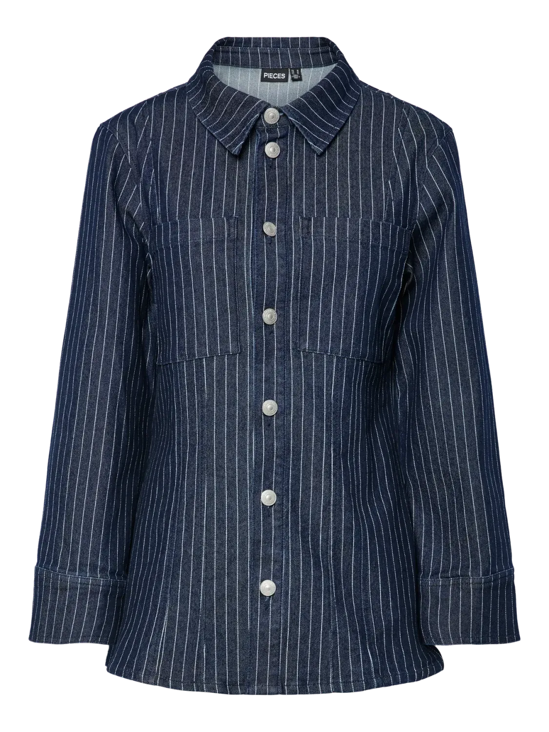 PCROSE LS DENIM SHIRT Dark Blue Denim-PINSTRIPE